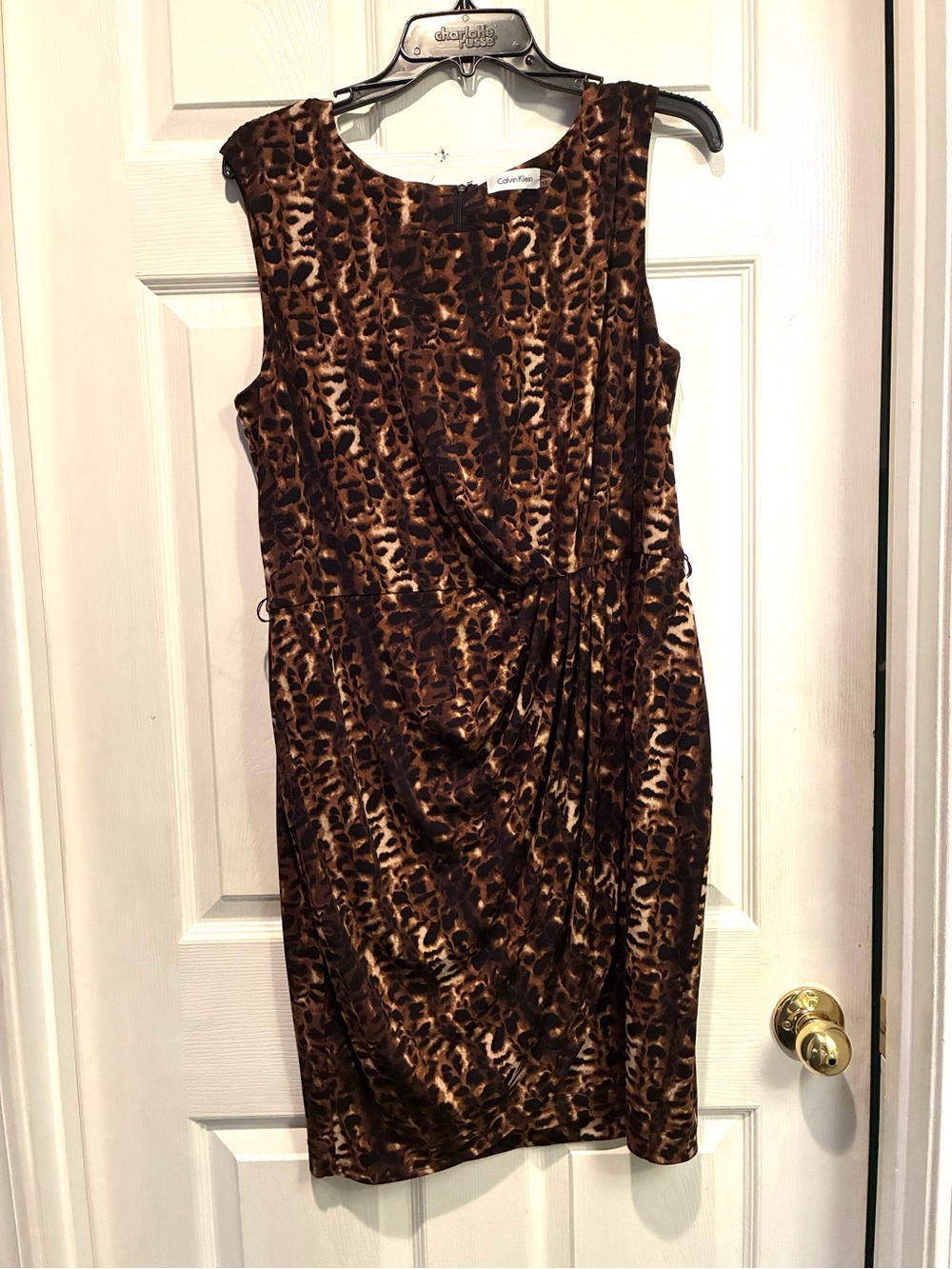 Calvin Klein Brown and Black Leopard Print Sleeveless Dress
